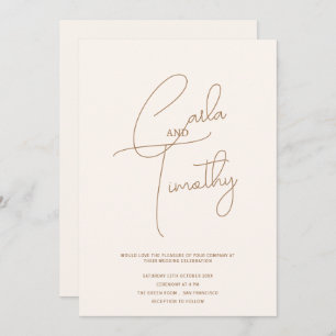 Modern Caligraphy Script Red Pink Wedding Invitation