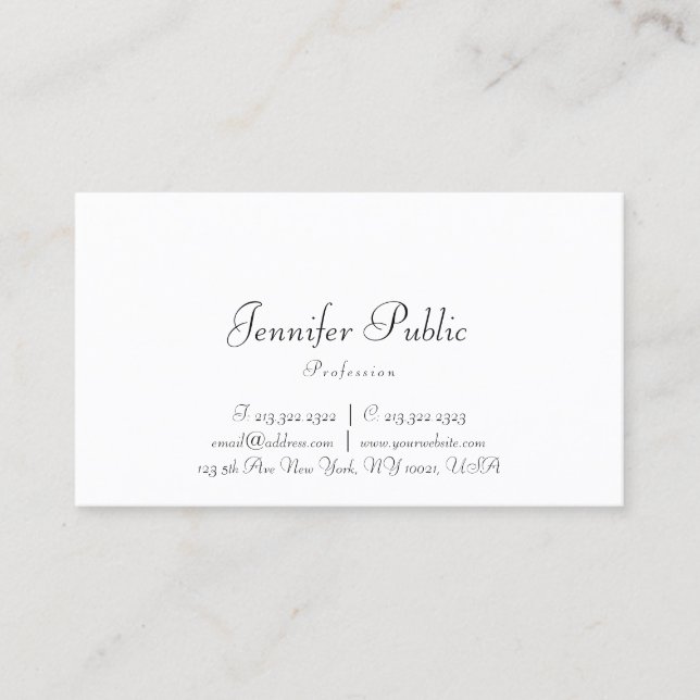 Modern Calligraphed Cute Design Elegant Template Business Card (Front)