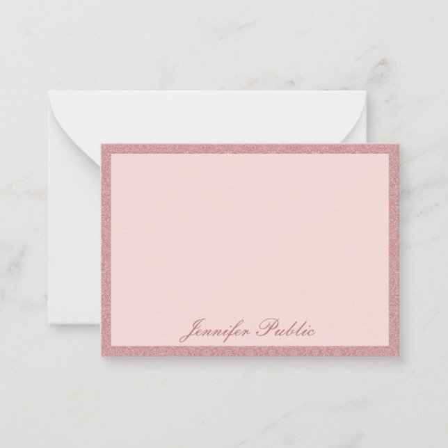 Modern Calligraphed Rose Gold Glitter Template (Front)