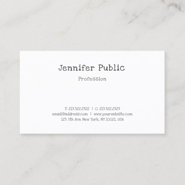 Modern Calligraphed Simple Professional Elegant Business Card (Front)