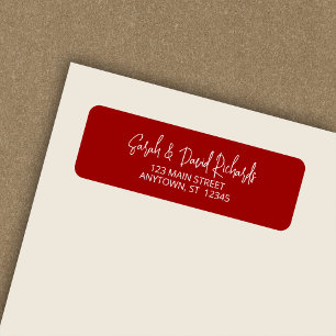 Modern Calligraphic Crimson Red Return Address Label