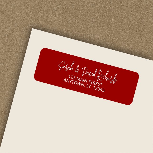 Modern Calligraphic Crimson Red Return Address Label (Creator Uploaded)