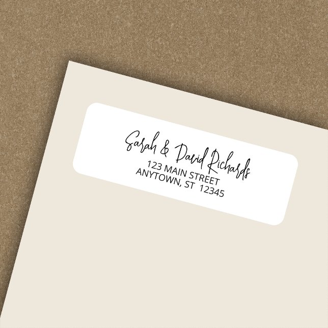 Modern Calligraphic Script White Return Address Return Address Label (Creator Uploaded)