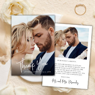 Modern Calligraphy 2 Photo Wedding Thank You Card
