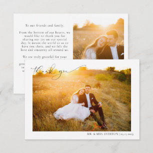 Modern Calligraphy 2 Photo Wedding Thank You Card