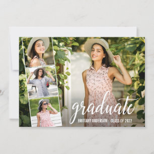 Modern Calligraphy 4 Photo Graduation Announcement