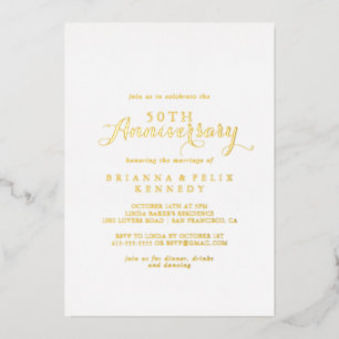 Modern Calligraphy 50th Wedding Anniversary Gold