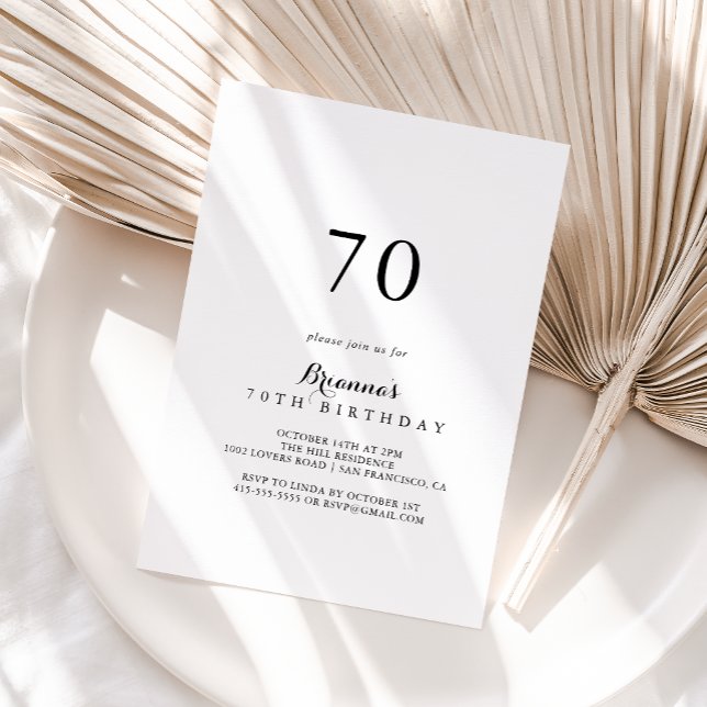 Modern Calligraphy 70th Birthday Party Invitation (Creator Uploaded)