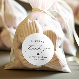 Modern Calligraphy A Sweet Thank You Graduation Classic Round Sticker