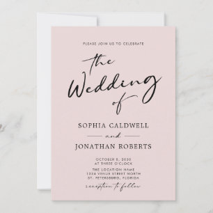 Modern Calligraphy All in One Blush Pink Wedding Invitation