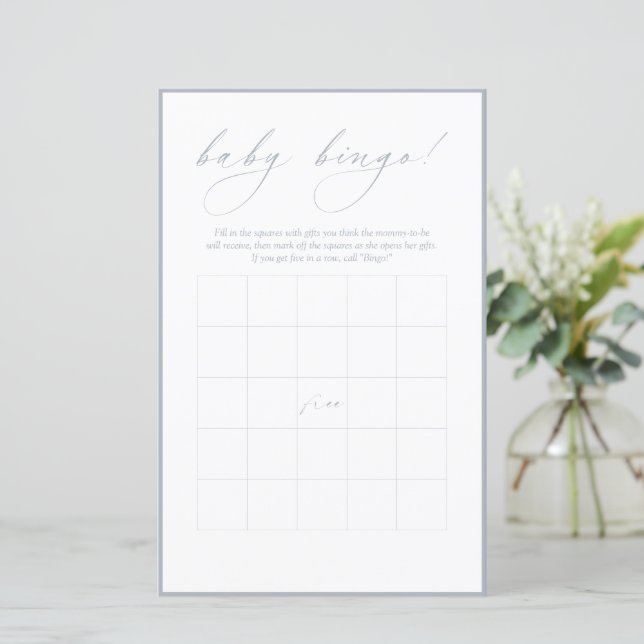 Modern Calligraphy | Baby Bingo Dusty Blue (Standing Front)