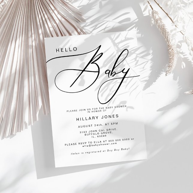 Modern Calligraphy Baby Shower Hello baby Invitation (Creator Uploaded)