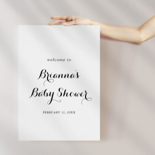 Modern Calligraphy Baby Shower Welcome Poster