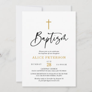 Modern Calligraphy Baptism Celebration Invitation