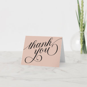 Modern Calligraphy Beige Wedding Thank You Card