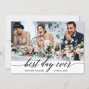 Modern Calligraphy Best Day Ever Wedding Thank You Card