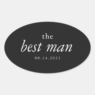 Modern Calligraphy Best Man Wedding Oval Sticker