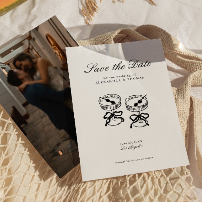 Modern Calligraphy Black and White Save the Date Invitation (Creator Uploaded)