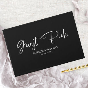 Modern Calligraphy Black And White Wedding Guest Book