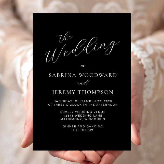 Modern Calligraphy Black and White Wedding Invite (Creator Uploaded)