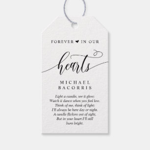 Modern Calligraphy, Black Font, Funeral, Candle Gift Tags