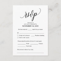 Modern Calligraphy, Black, Wedding Dinner RSVP