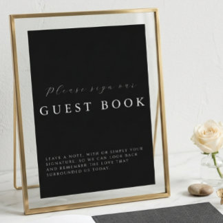 Modern Calligraphy Black Wedding Guestbook Sign Card
