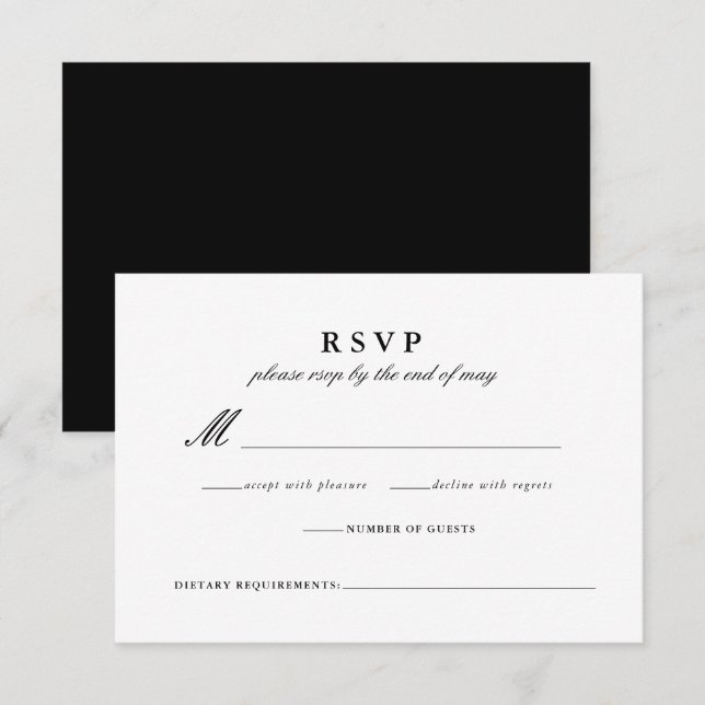 Modern Calligraphy Black White Response Card (Front/Back)