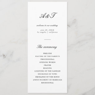 Modern Calligraphy Black & White Wedding Program