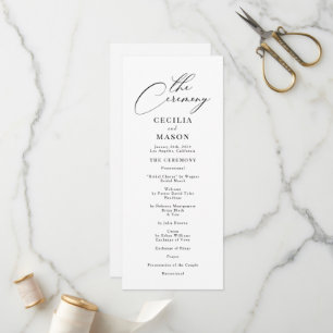 Modern Calligraphy Black & White Wedding Program
