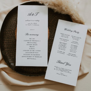 Modern Calligraphy Black & White Wedding Program