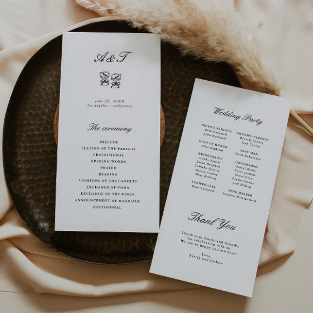 Modern Calligraphy Black & White Wedding Program (Creator Uploaded)