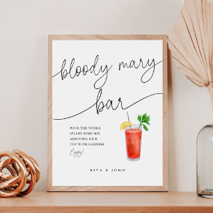 Modern Calligraphy Bloody Mary Bar Wedding Sign