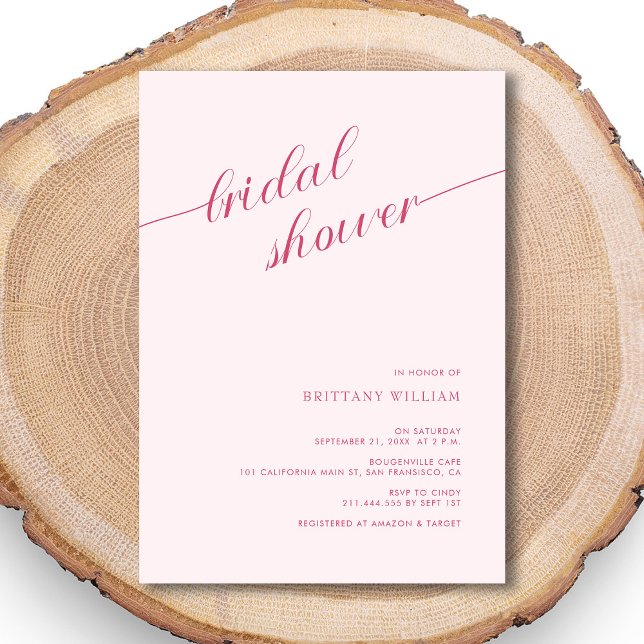 Modern Calligraphy Blush Pink Bridal Shower Invitation (Creator Uploaded)