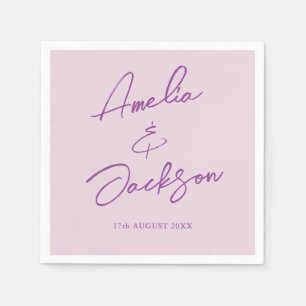 Modern Calligraphy Blush Pink Wedding Napkins