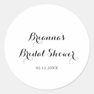 Modern Calligraphy Bridal Shower Favour Classic Round Sticker