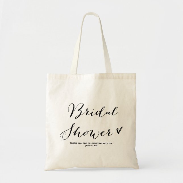 Modern Calligraphy Bridal Shower Party Favour Bag (Front)