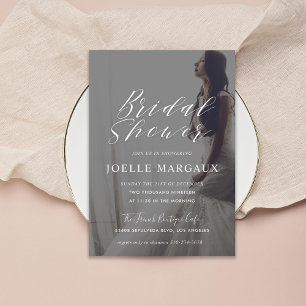 Modern Calligraphy Bridal Shower Photo Invitation