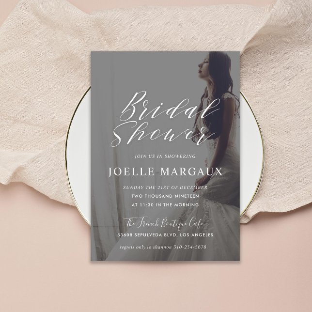 Modern Calligraphy Bridal Shower Photo Invitation (Creator Uploaded)