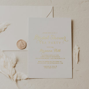 Modern Calligraphy Bridal Shower Tea Party Gold