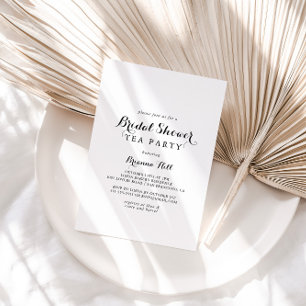 Modern Calligraphy Bridal Shower Tea Party Invitation