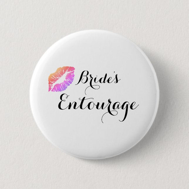 Modern Calligraphy Brides Entourage 6 Cm Round Badge (Front)
