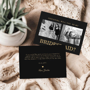 Modern calligraphy Bridesmaid Proposal Photo  Card