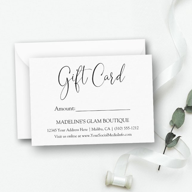 Modern Calligraphy Business Gift Card (Customize to change your personalized text style, size, color or to add more text to back.)