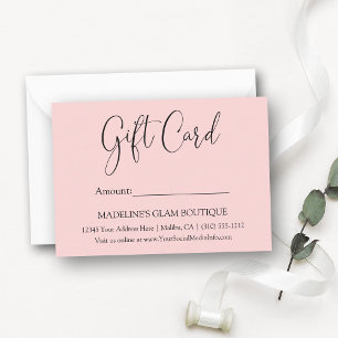 Modern Calligraphy Business Pink Gift Card