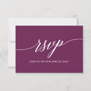 Modern Calligraphy Cassis Wedding RSVP Card