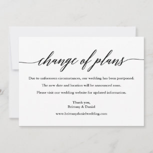 Modern Calligraphy Change of Plans Wedding Card