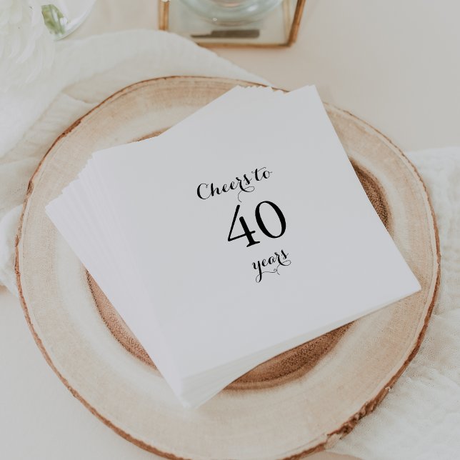 Modern Calligraphy Cheers to 40 Years Birthday  Napkin (Creator Uploaded)
