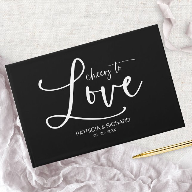Modern Calligraphy Cheers To Love Wedding Guest Book (Creator Uploaded)
