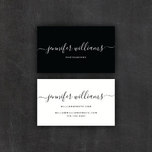 Modern Calligraphy Chic Black Photography   Business Card